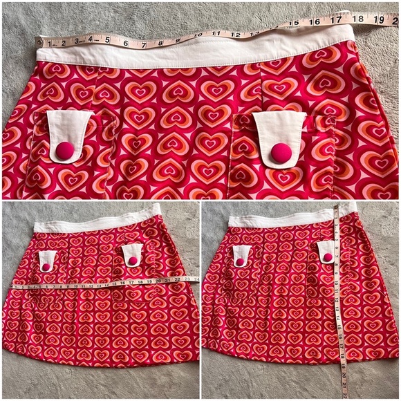 Unique Vintage Smak Parlour Hypnotic Heart Retro Valentine Mod Button Skirt Pink - Picture 14 of 14